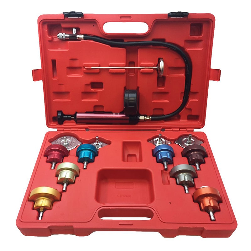 COKCOL 14PCS Universal Radiator Pressure Tester Kit Automotive Vacuum Type Cooling System Leak Test Kit 