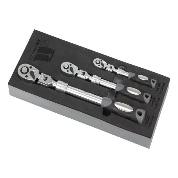 Werkzeug 11108 1/4" Extendable Lockable Flexi Head Ratchet 72 Tooth 